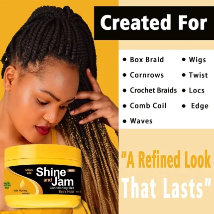 Shine and Jam for Braiders Extra Hold Shining and Conditioning Hair Gel Styling Gel Great for Braids Twisting Smooth Edges