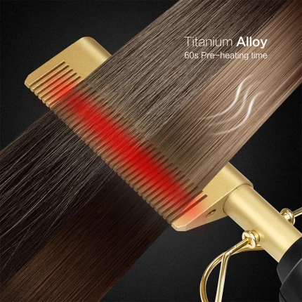 Professional Hair Straightener For Wigs Heated Comb Electric Heating Hot Comb Hair Styling Straightening Curling Comb