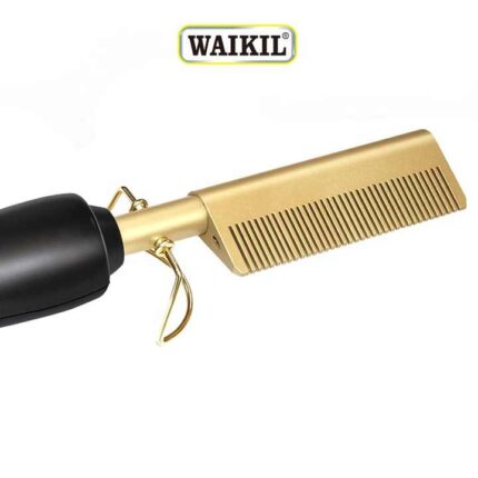 WAIKIL 2024 New High Temperature Electric Hot copper Hair Curling Comb Hair Straightening Brush Comb Heat Pressing hot Comb